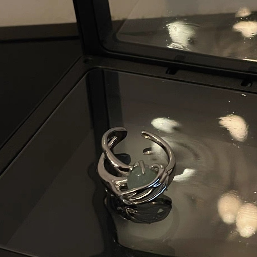 Love, precious stones, small number of designs, women's rings, tin foil, irregular, light, luxurious, high-class French rings