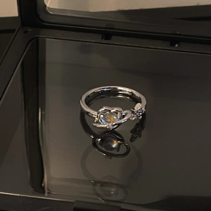 Love, precious stones, small number of designs, women's rings, tin foil, irregular, light, luxurious, high-class French rings
