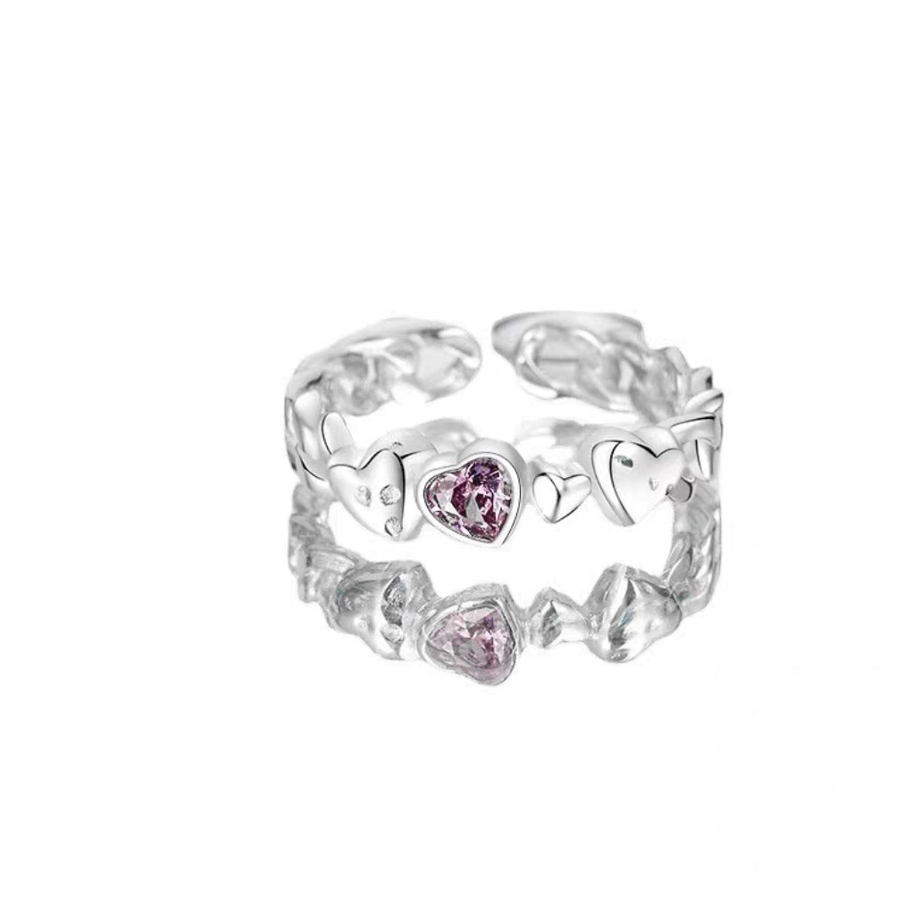 Purple Diamond Pair Ring Galaxy Brilliant Series Ring ins Sweet Style Love Four Star Index Finger Ring