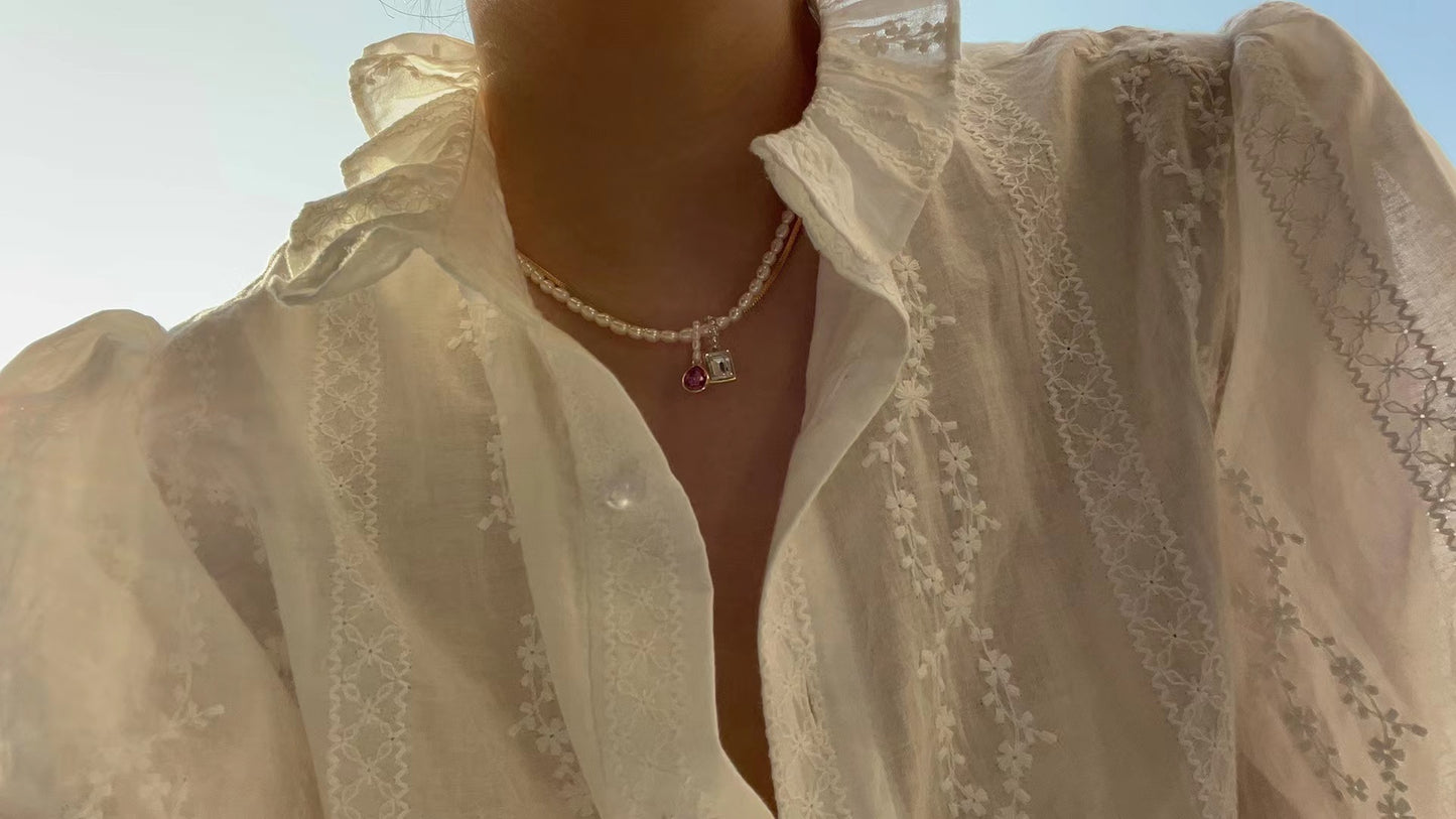 Diamond Pearl Necklace