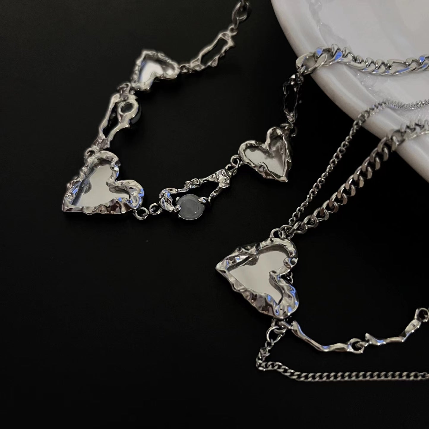 Niche design mirror love necklace