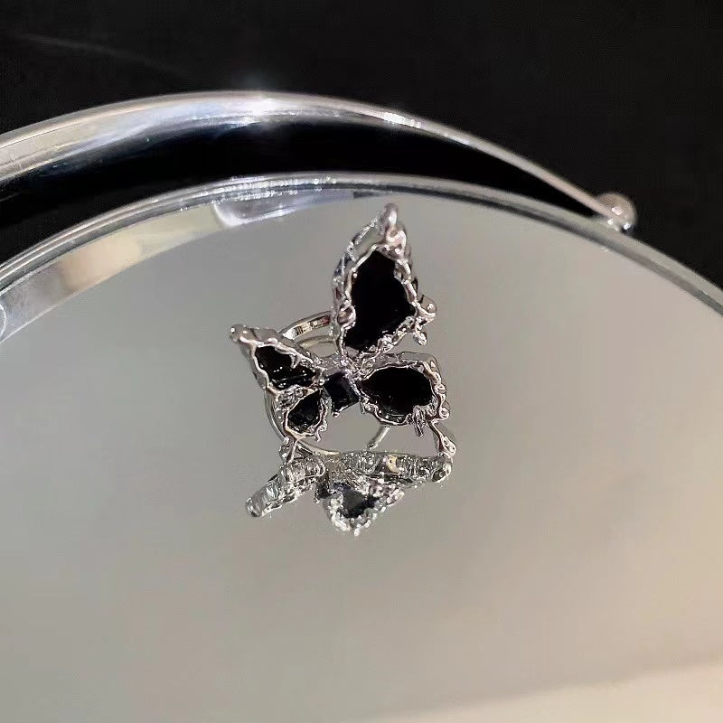 Zircon diamond ring heart opening ring temperament light luxury high sense ring