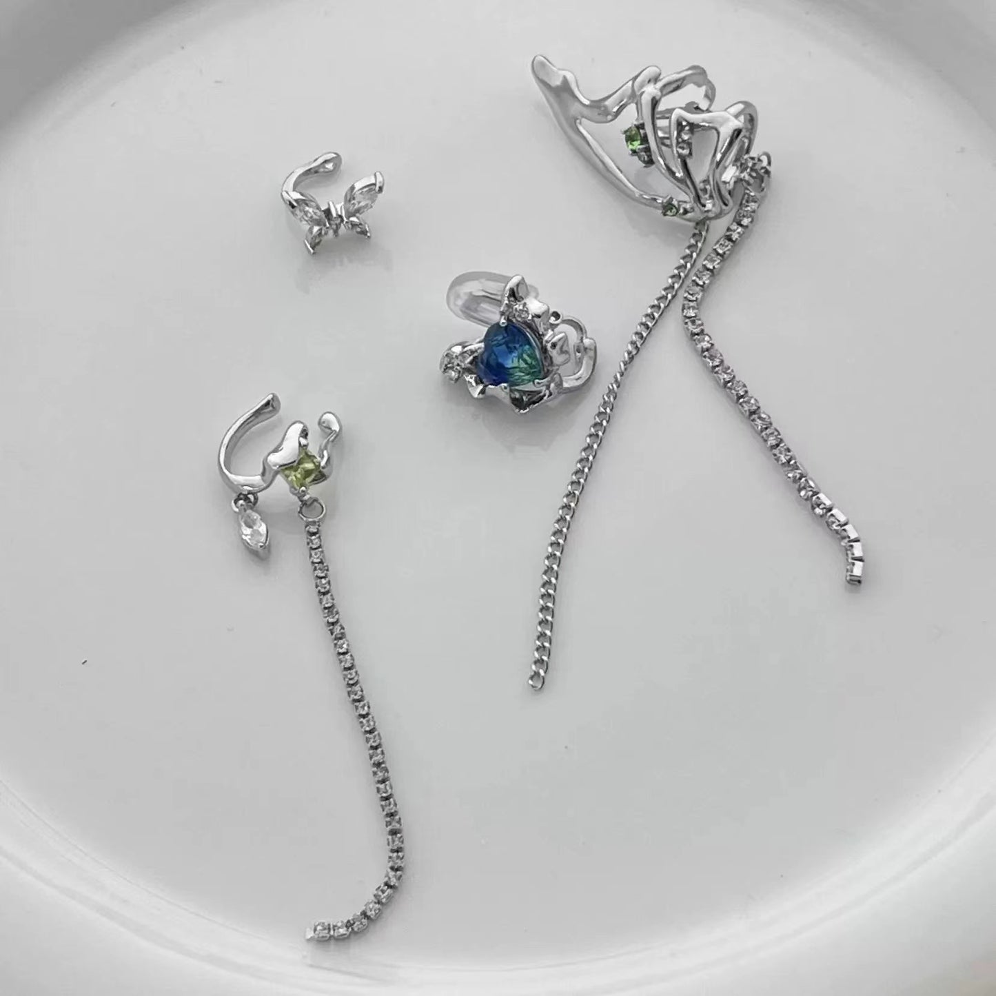 Elf ear clip silver sweet cool cold wind niche senior sense tassel no ear hole earrings female ear bone clip earrings