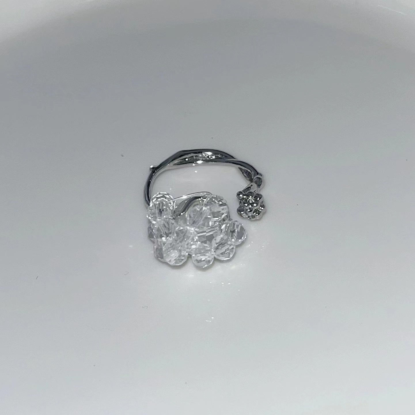 Original design a variety of hand-beaded crystal tourmaline lava texture ring women ins light luxury premium feeling ring