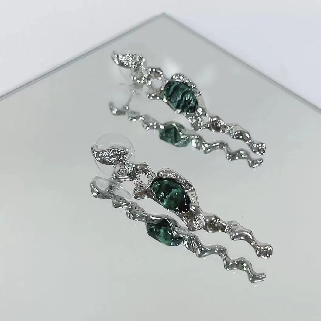 Abstract branch freshwater pearl earrings