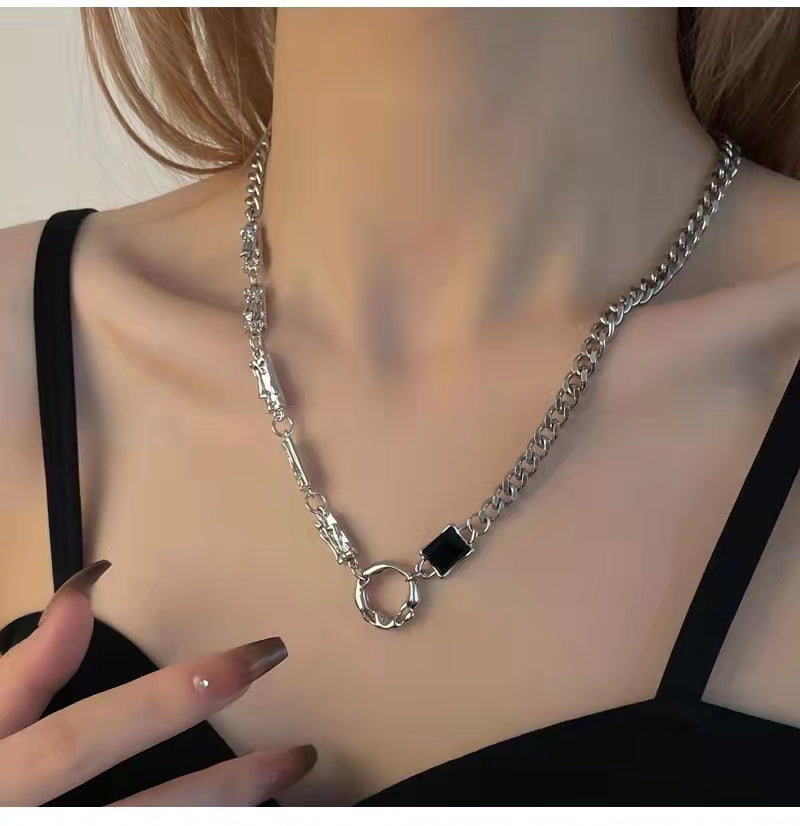 Purple diamond patchwork necklace
