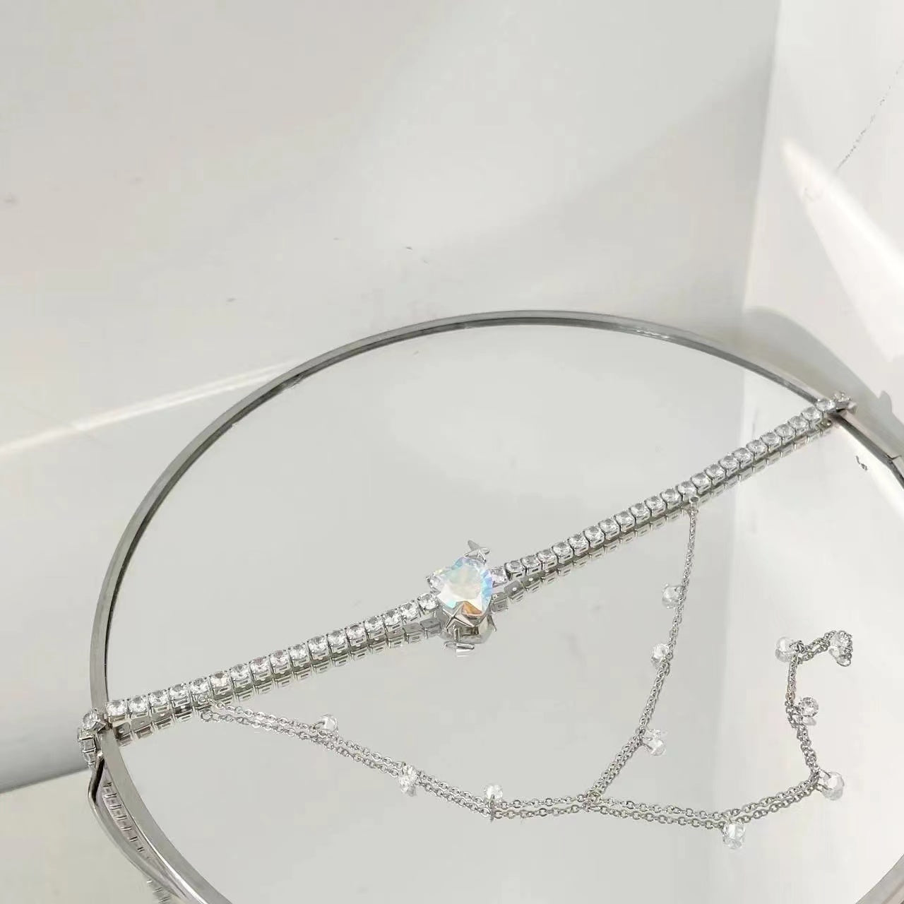 Dazzling lovely sweet gemstone love necklace peach heart earrings necklace female
