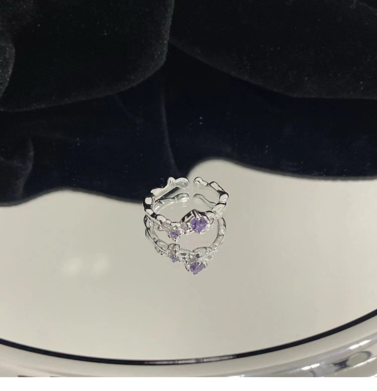 Purple Irregular Metal Diamond Ring
