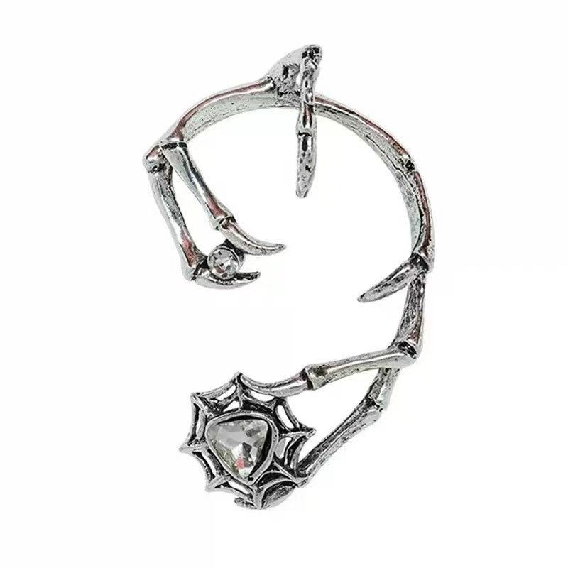 Dark gothic style retro metal magic grip ear bone clip zirconia no ear hole ear clip hip hop exaggerated earrings