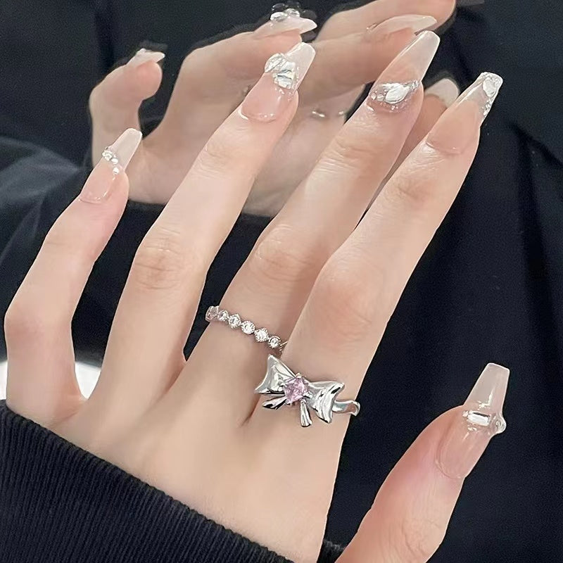 Niche design ring female ins wind bow open ring