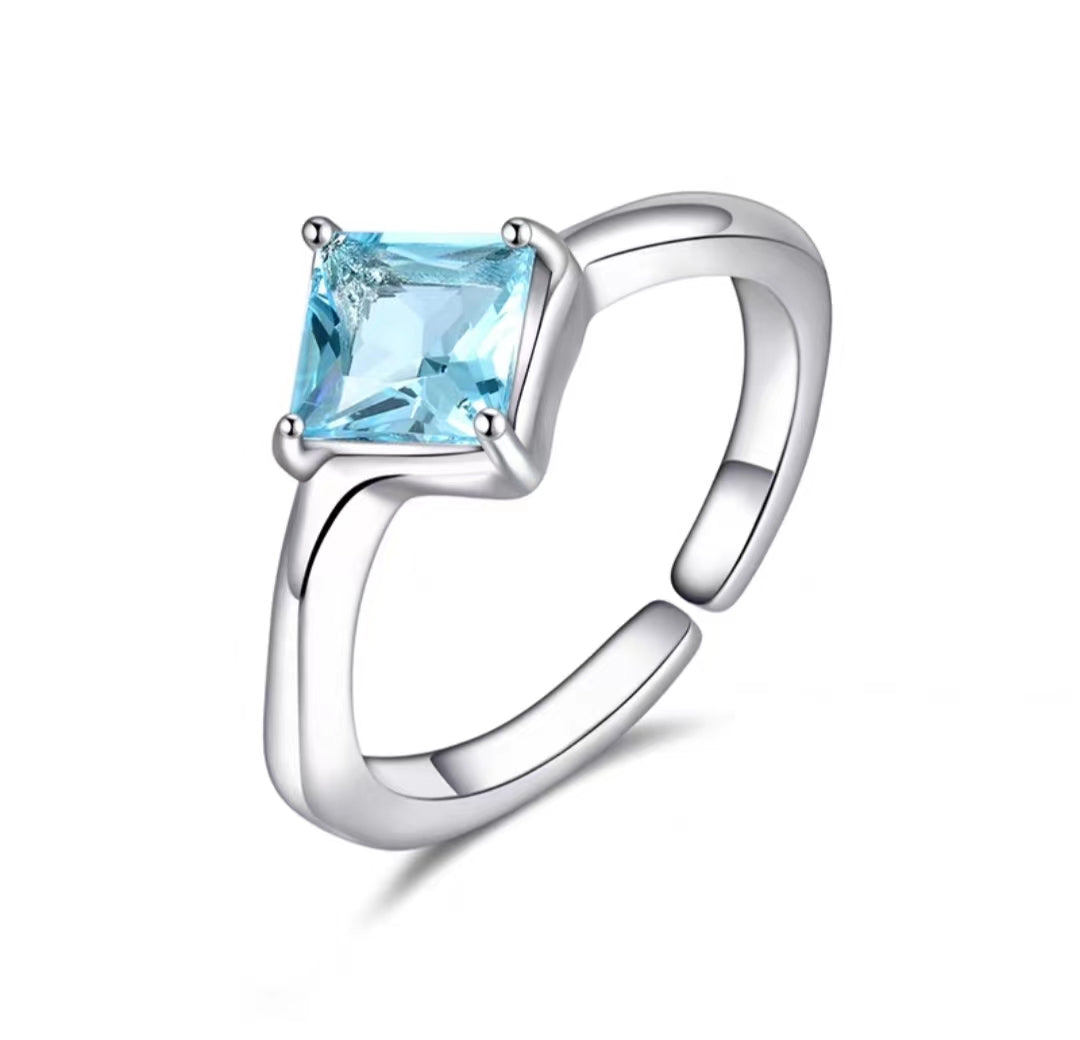 Blue Diamond Metal Ring