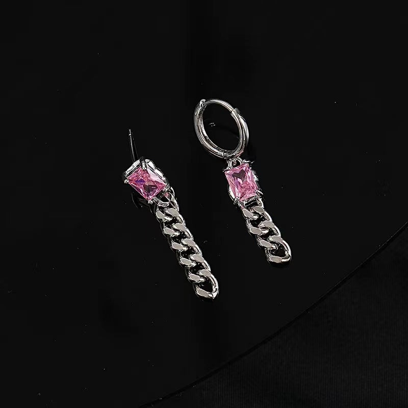 Zirconia earrings female hundred with personality sweet cool hip-hop chain earrings ins cold wind net red senior sense earrings tide
