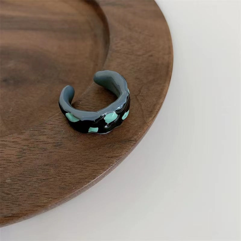 Handmade oil dripping non-fading niche design ring