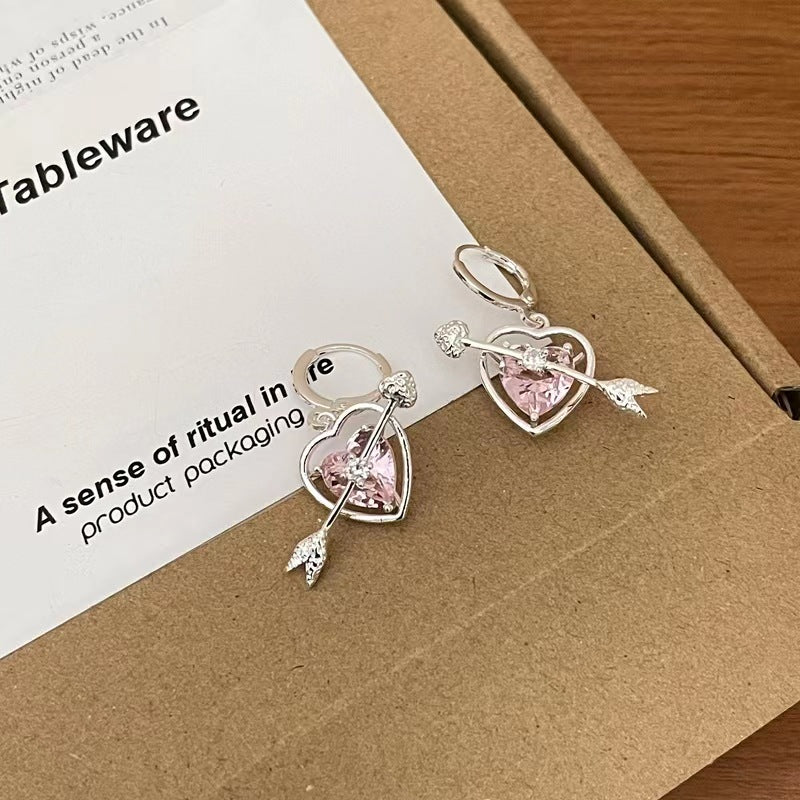 Sweet cool style one arrow through the heart earrings