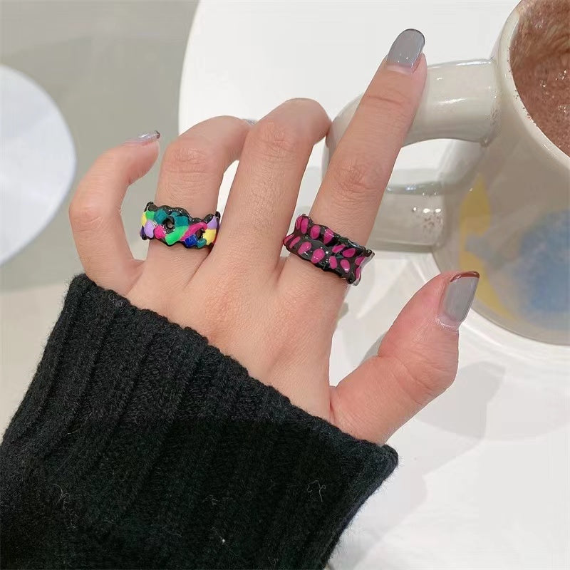Handmade oil dripping non-fading niche design ring