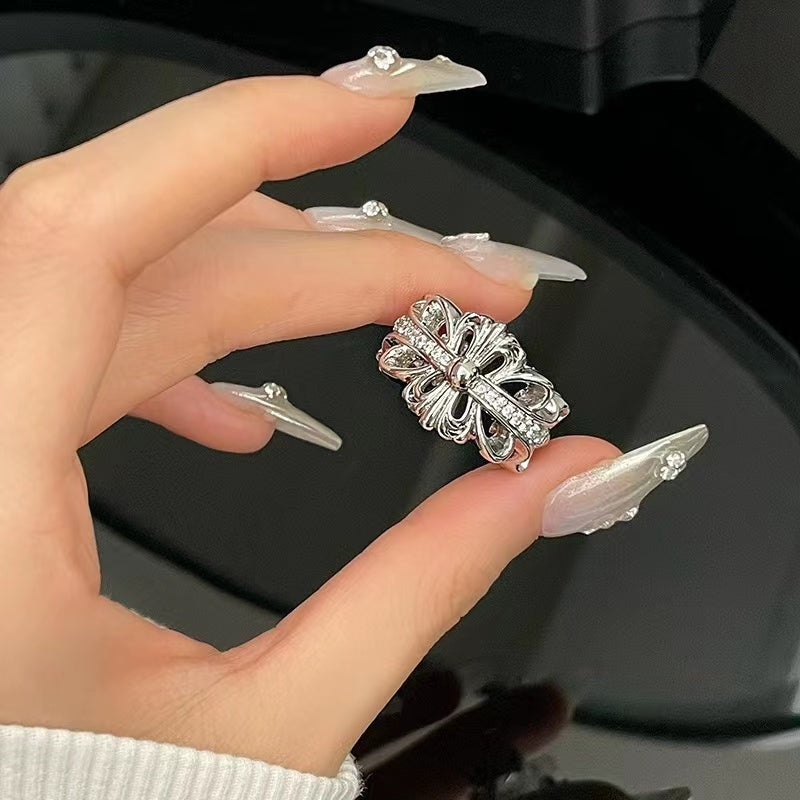 Niche design sense ins cold wind cross vintage personality fashion heavy ring