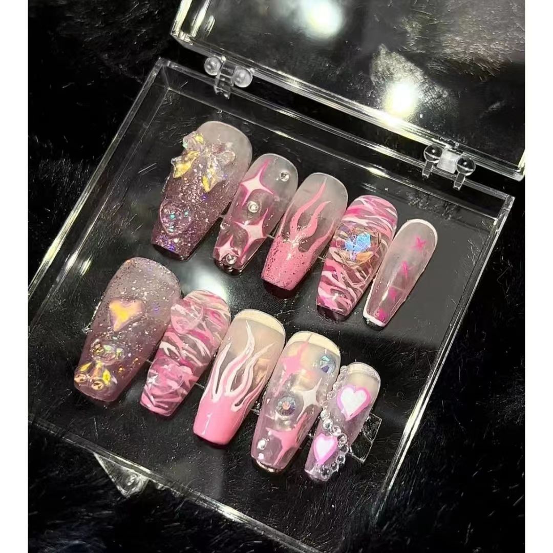 Handmade nail art y2k sweet hottie