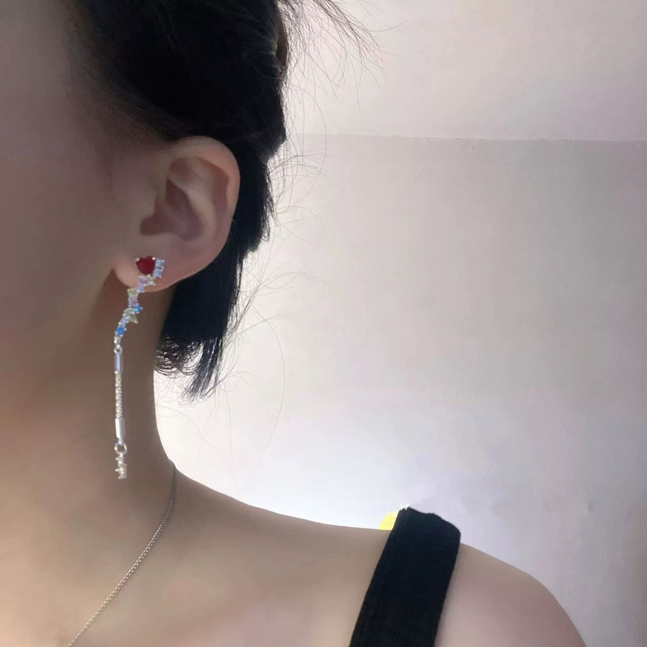 Exquisite color zirconium series love tassel earrings senior design sense summer fresh girl design earrings earrings