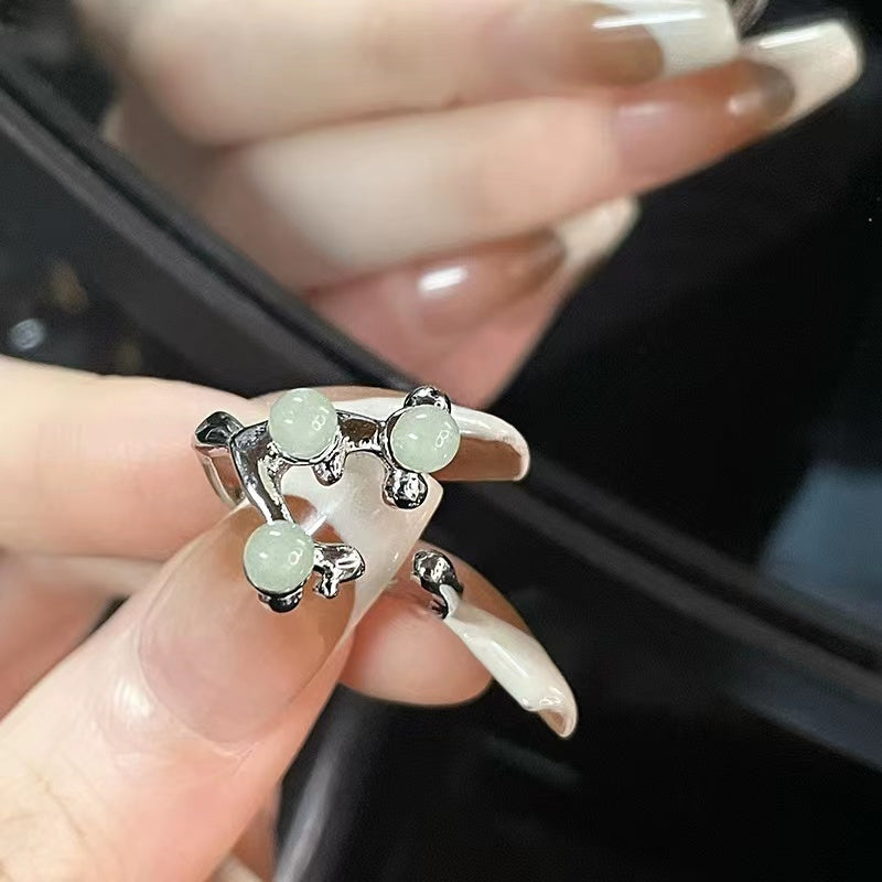 Niche design chain simple gemstone premium feeling light luxury ins style open ring