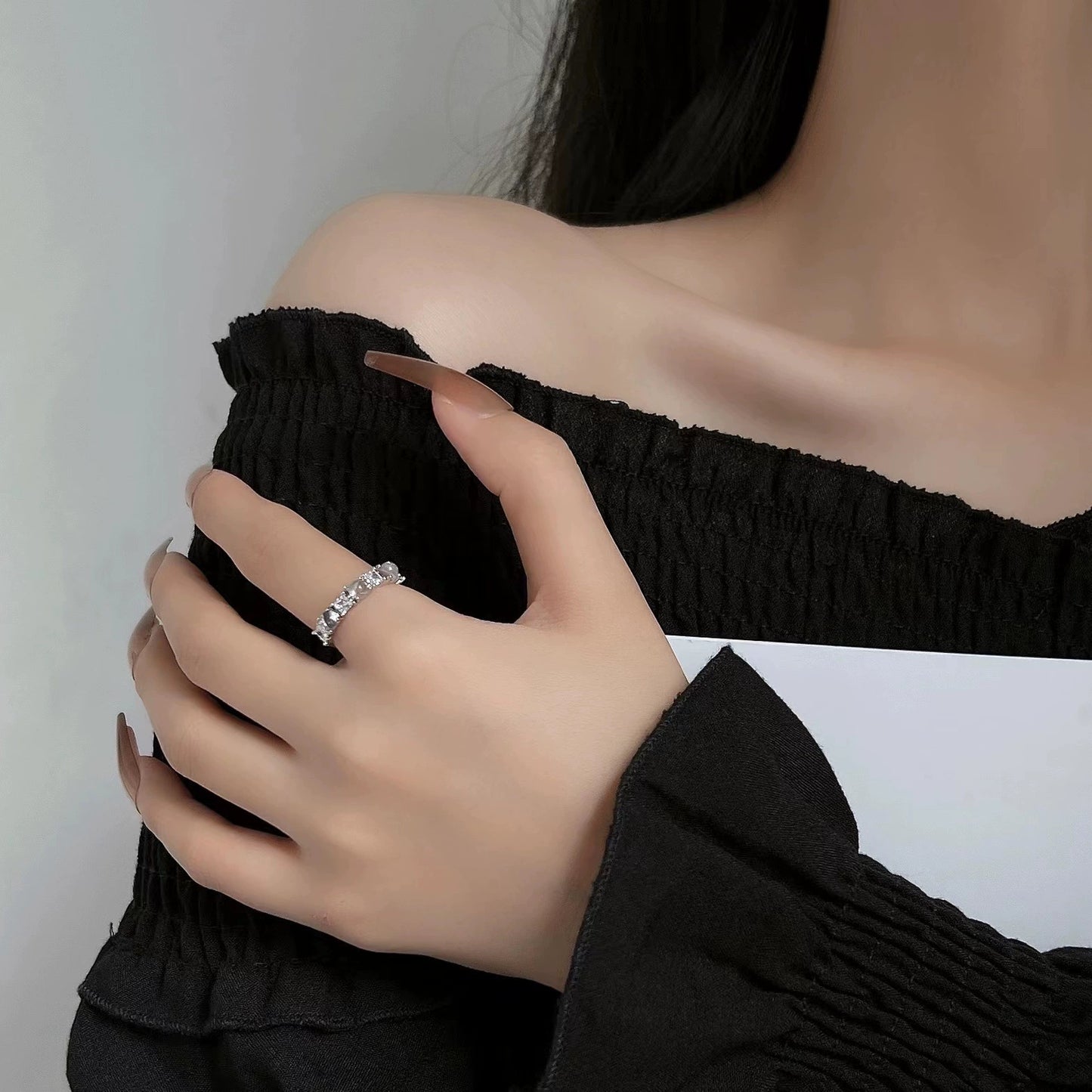 Lava texture cold style high class ring