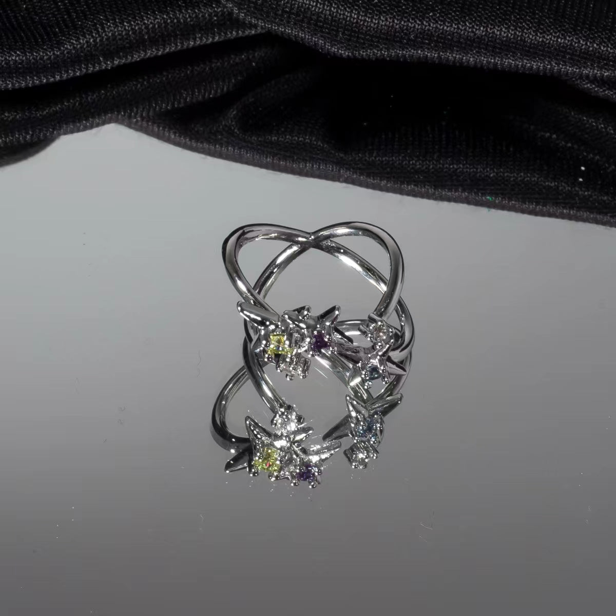 Green Star Irregular Diamond Metal Ring