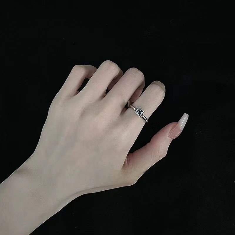 Wholesale niche design sense women's ring senior ins cold wind set diamond zircon chain French open index finger ring
