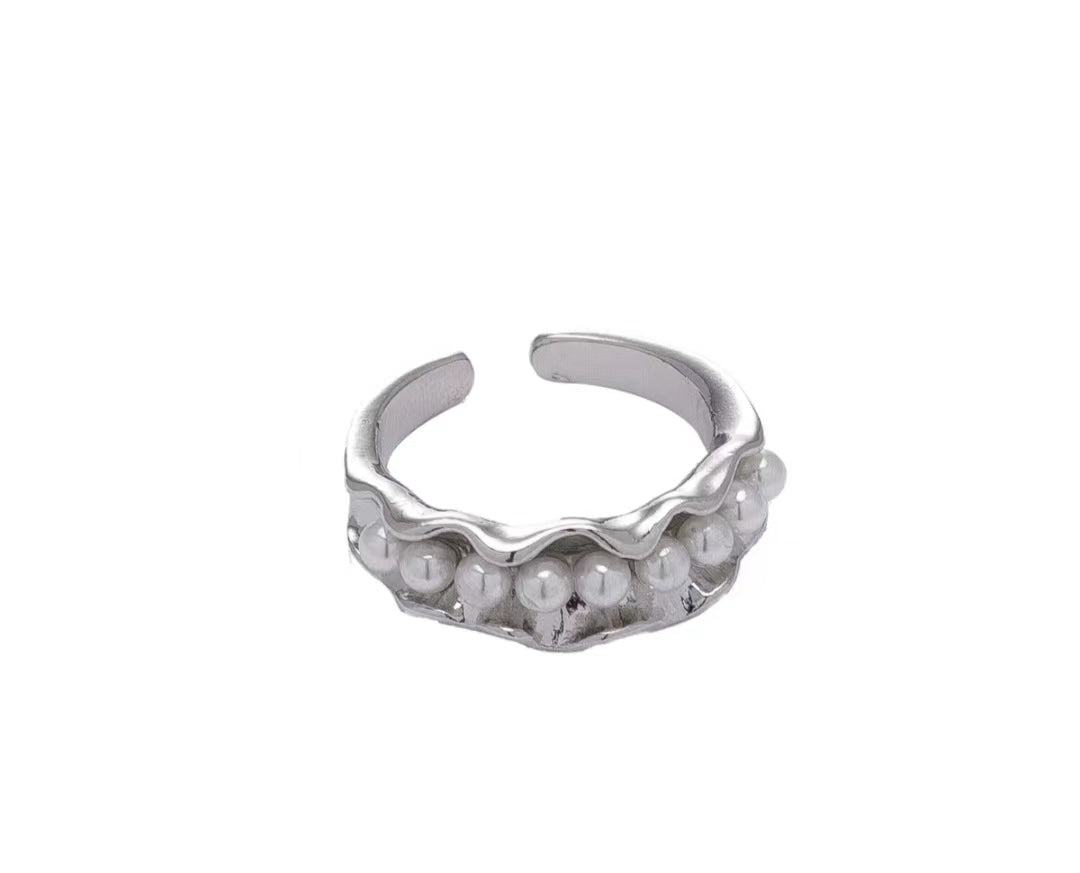 Pearl Irregular Metal Ring