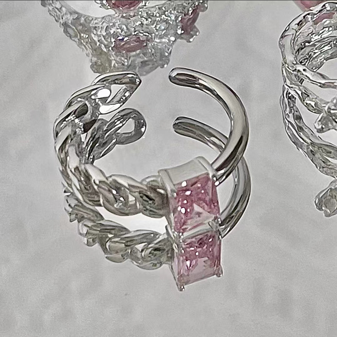 Spicy Sweetheart 925 Sterling Silver Pink Diamond Love Ring