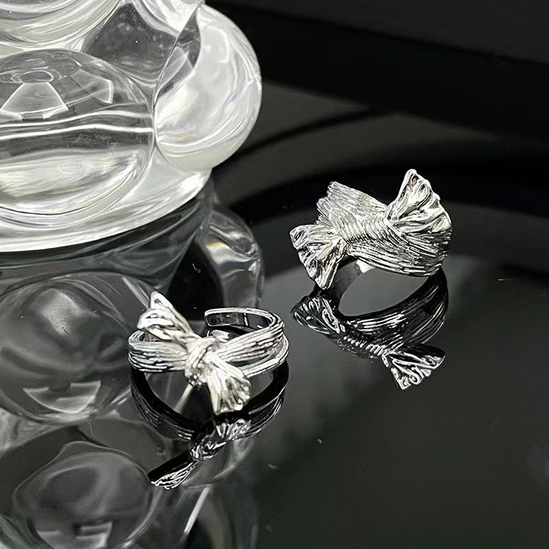 Niche Design Irregular Pleated Bow Candy Ring