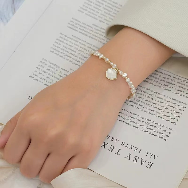 Light luxury exquisite natural freshwater baroque shaped pearl bracelet for girls
