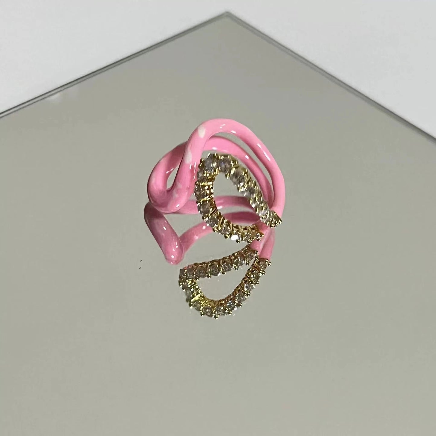 Sweet cool pure lust girl peach heart clash ring