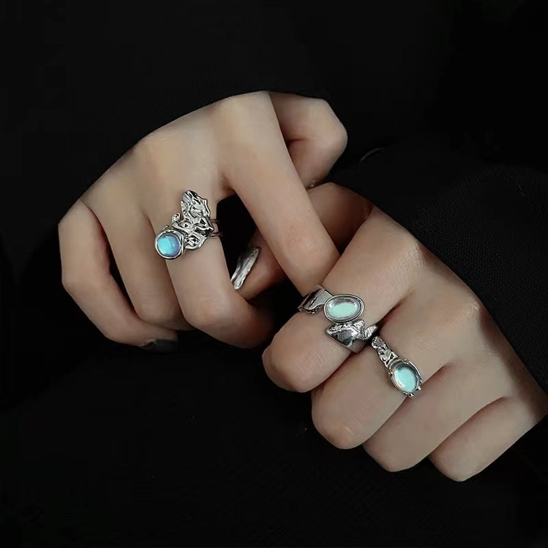 Opal stone couple open ring