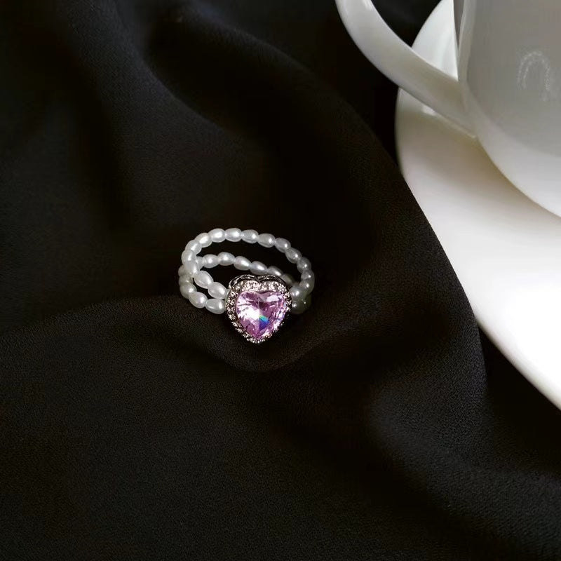 beautiful love shape with diamond index finger ring