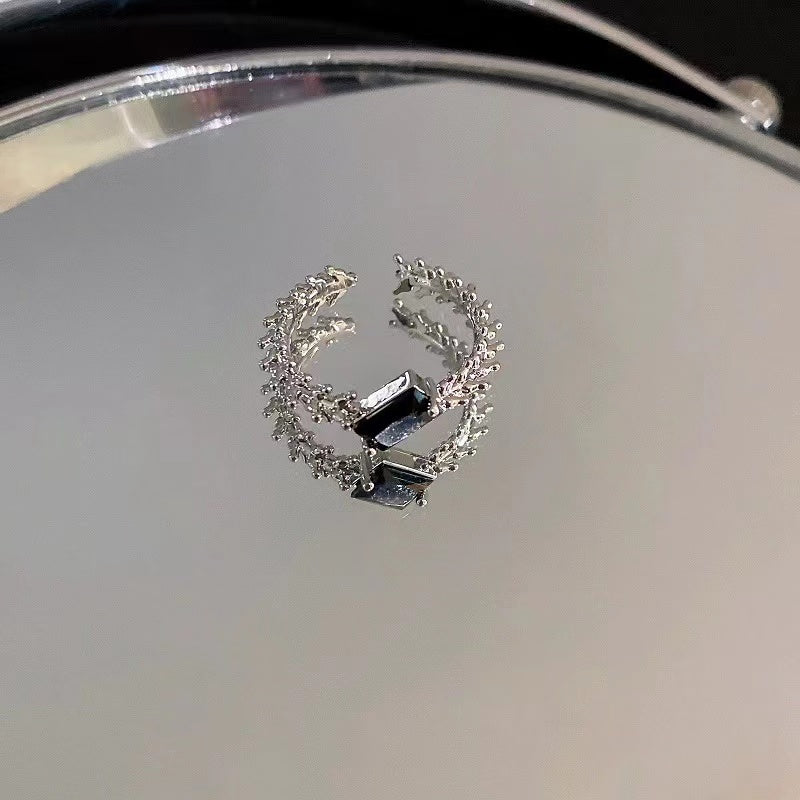 Zircon diamond ring heart opening ring temperament light luxury high sense ring