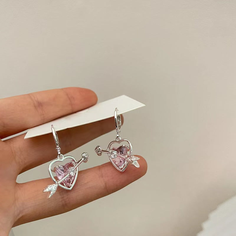 Sweet cool style one arrow through the heart earrings