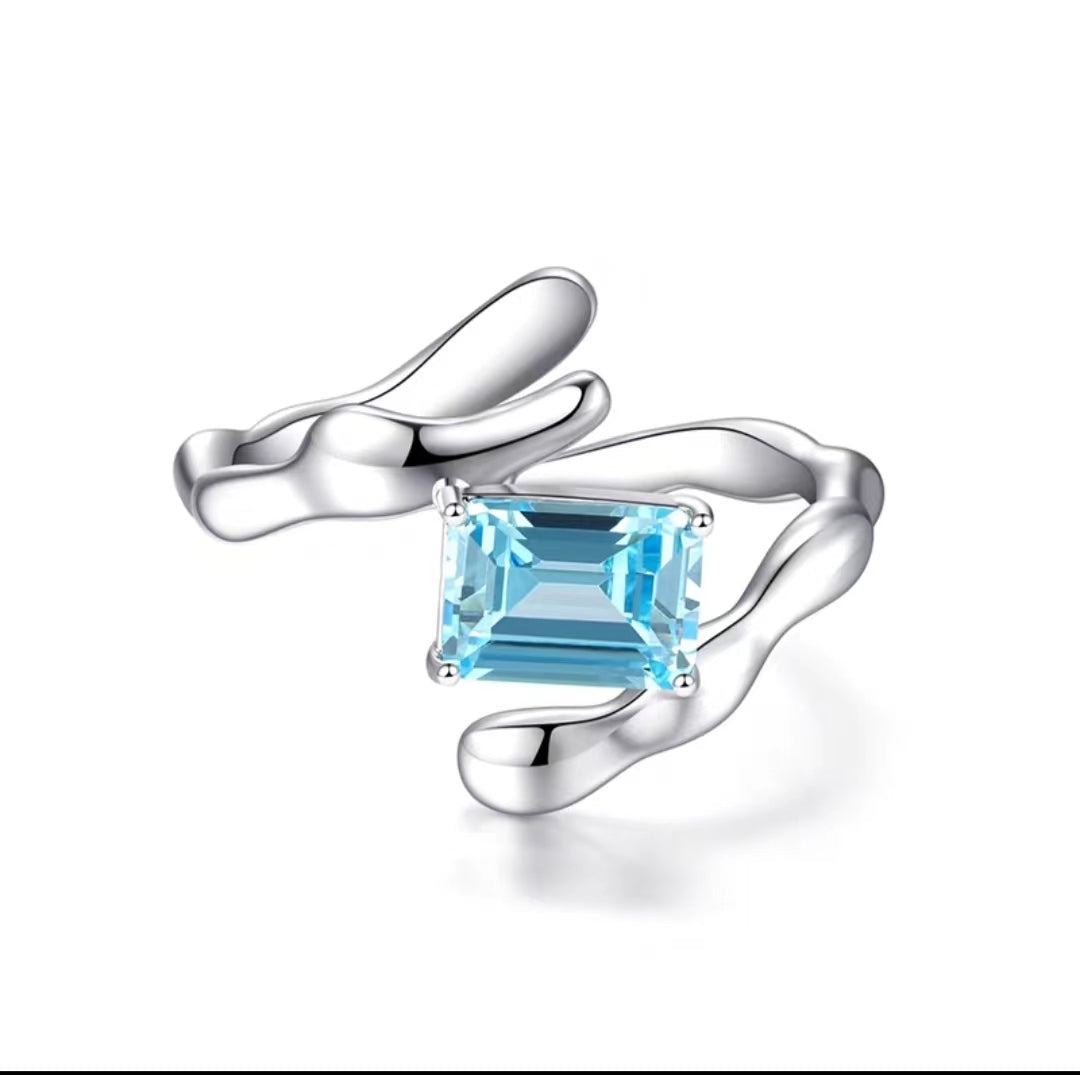 Blue Diamond Metal Ring