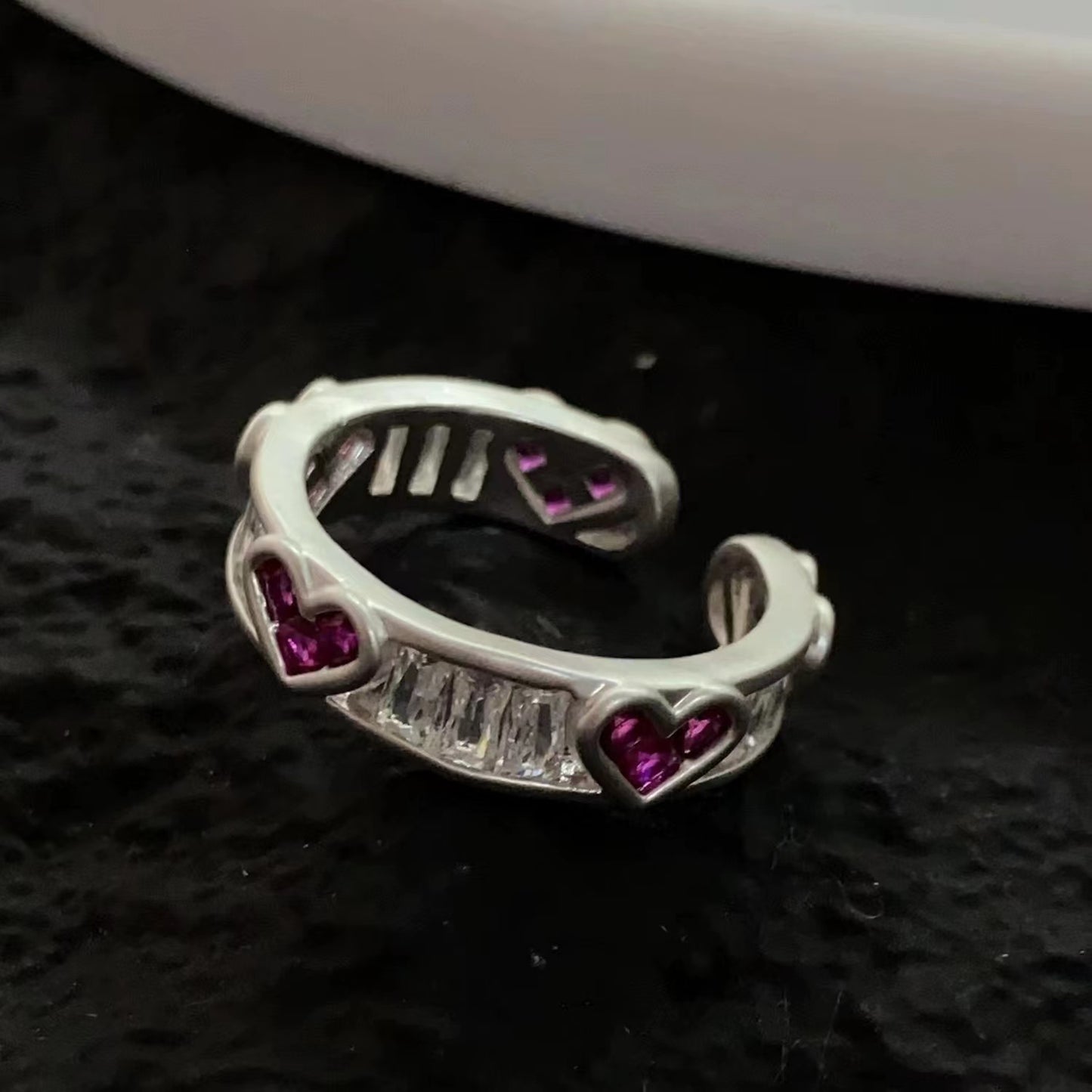 Colorful love ring female niche design with diamond finger ring