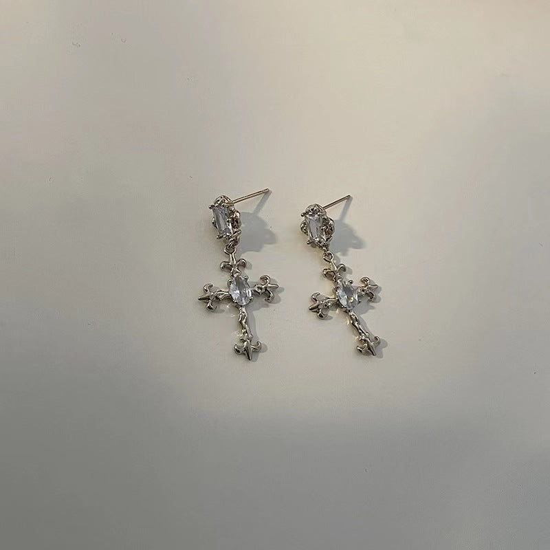 Coffee Gold Vintage Cross Earrings