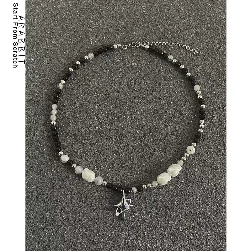 Astral series couple black and white pearl necklace