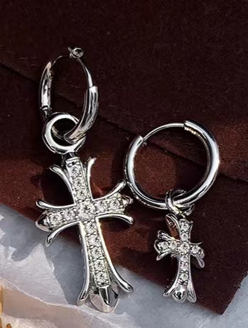 Diamond Cross Earrings