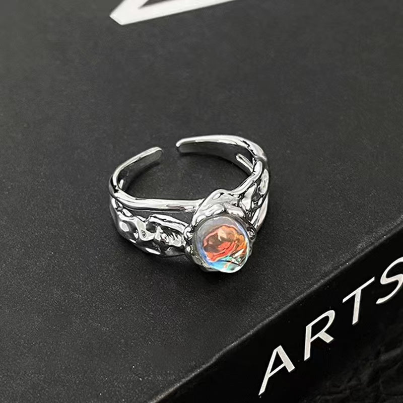 Opal stone couple open ring
