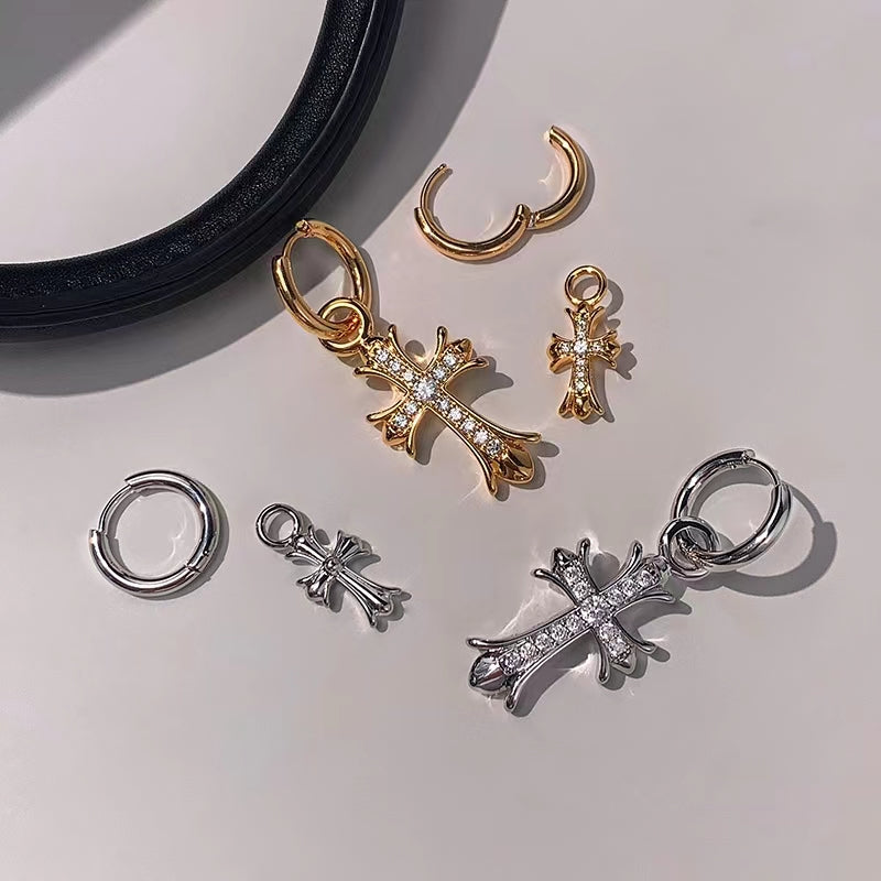 Diamond Cross Earrings