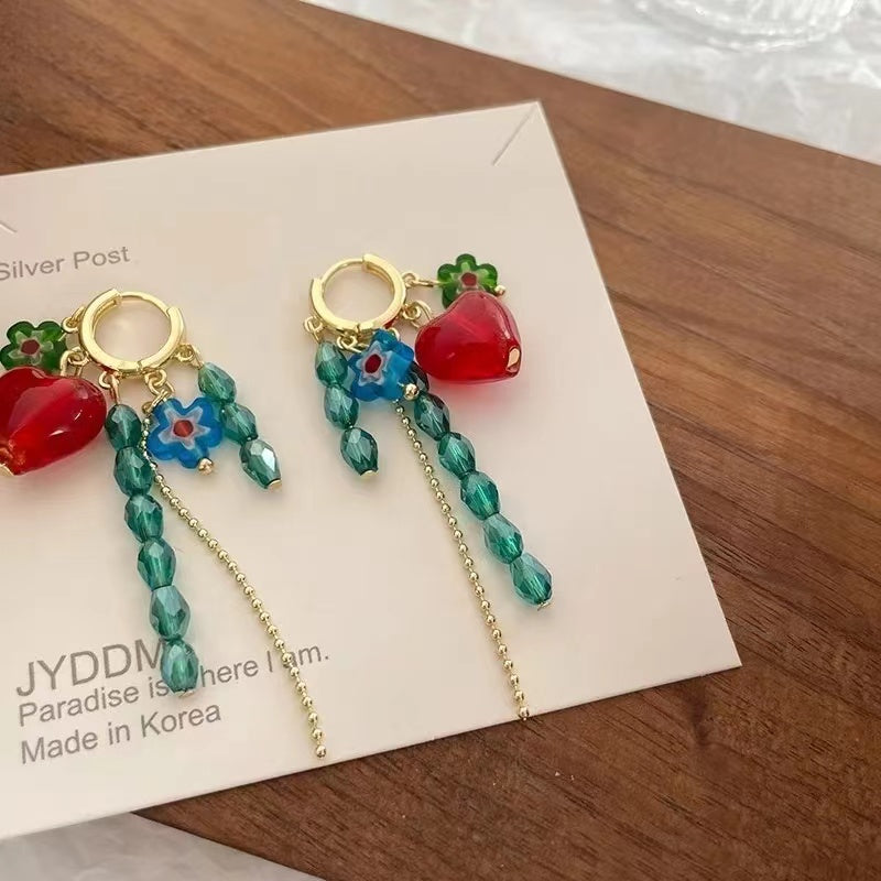spring and Summer Flower Earrings Vintage Beaded Tassel