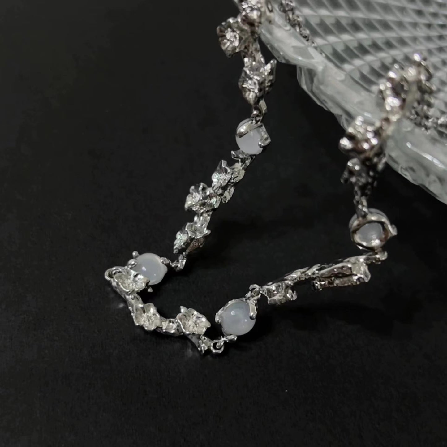 Moonstone necklace with myriad patterns