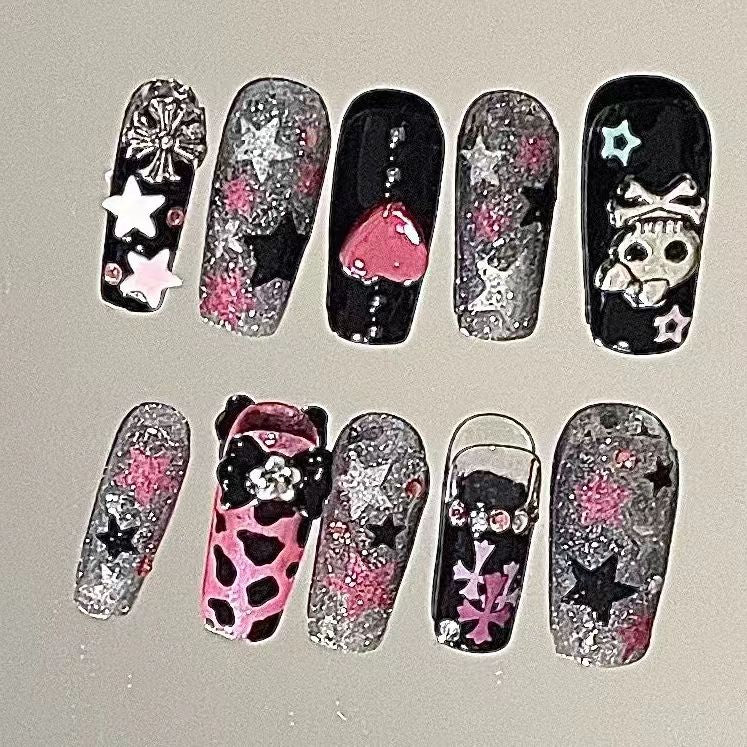 Original pink star wear nail y2k hot girl nail