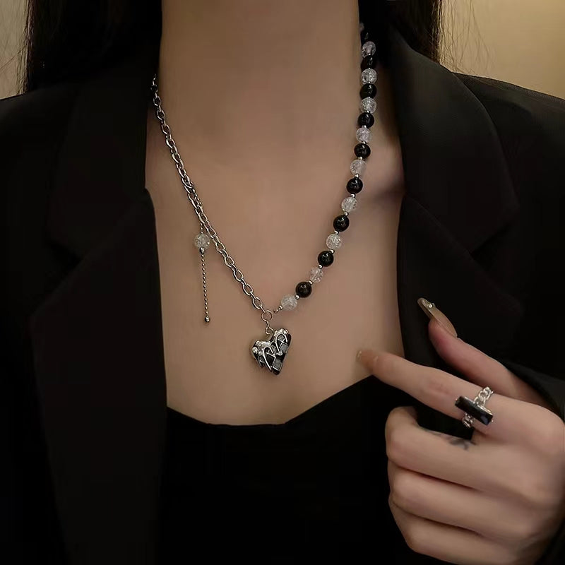 Silver titanium steel love necklace