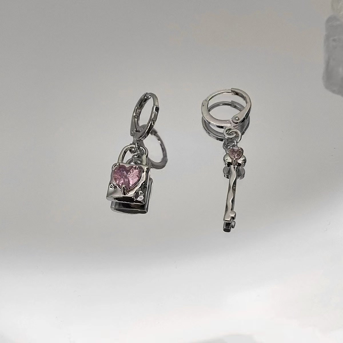 Love key lock irregular tassel earrings niche versatile personality cold wind earrings accessories