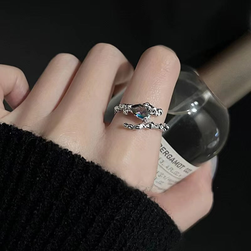 French personality senior niche design sense ins cold wind tide cool female simple moonstone index finger open ring