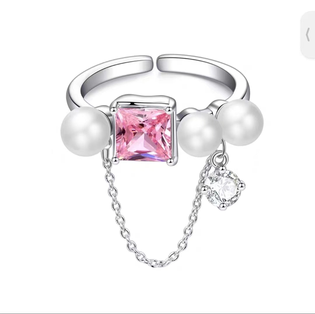 Pink Love Pearl Diamond Ring