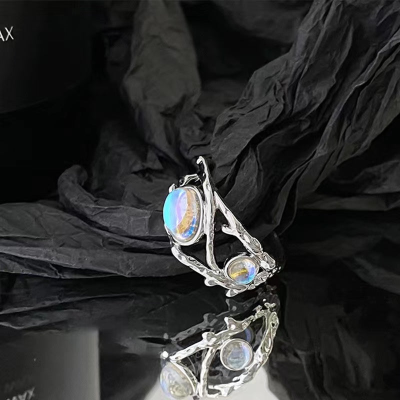 Opal stone couple open ring